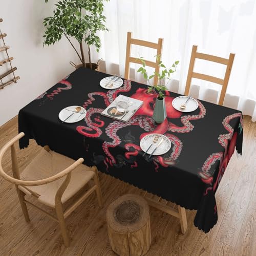 Cykazhst Octopus Rechteckige Tischdecke mit verschlungenem Druck, Polyester, abwischbare Tischdecke, wasserdichte Tischdecke für Küche, Esszimmer, Party, Picknick, Outdoor Cykazhst Octopus Rechteckige Tischdecke mit verschlungenem Druck, Polyester, abwischbare Tischdecke, wasserdichte Tischdecke für Küche, Esszimmer, Party, Picknick, Outdoor von Cykazhst