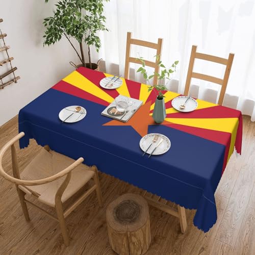 Cykazhst Rechteckige Tischdecke mit Arizona-Flaggen-Druck, Polyester, abwischbar, wasserdicht, Tischdecke für Küche, Esszimmer, Party, Picknick, Outdoor Cykazhst Rechteckige Tischdecke mit Arizona-Flaggen-Druck, Polyester, abwischbar, wasserdicht, Tischdecke für Küche, Esszimmer, Party, Picknick, Outdoor von Cykazhst