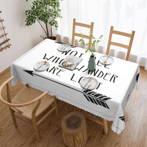 Cykazhst Rechteckige Tischdecke mit Aufdruck "Not All Who Wander Are Lost", Polyester, abwischbar, wasserdicht, Tischdecke für Küche, Esszimmer, Party, Picknick, Outdoor Cykazhst Rechteckige Tischdecke mit Aufdruck "Not All Who Wander Are Lost", Polyester, abwischbar, wasserdicht, Tischdecke für Küche, Esszimmer, Party, Picknick, Outdoor von Cykazhst