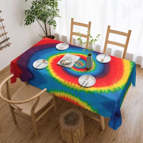 Cykazhst Rechteckige Tischdecke mit Batikmuster, Polyester, abwischbar, wasserdicht, Tischdecke für Küche, Esszimmer, Party, Picknick, Outdoor Cykazhst Rechteckige Tischdecke mit Batikmuster, Polyester, abwischbar, wasserdicht, Tischdecke für Küche, Esszimmer, Party, Picknick, Outdoor von Cykazhst