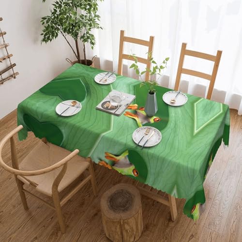 Cykazhst Rechteckige Tischdecke mit Baumfrosch-Motiv, Polyester, abwischbar, wasserdicht, Tischdecke für Küche, Esszimmer, Party, Picknick, Outdoor Cykazhst Rechteckige Tischdecke mit Baumfrosch-Motiv, Polyester, abwischbar, wasserdicht, Tischdecke für Küche, Esszimmer, Party, Picknick, Outdoor von Cykazhst