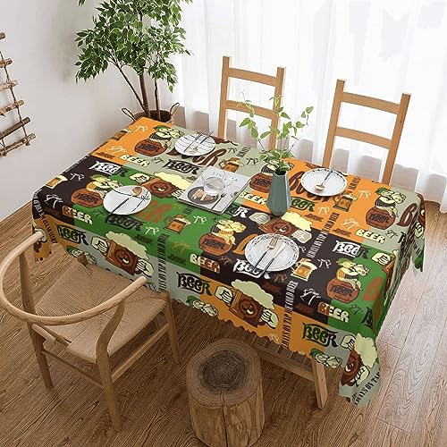 Cykazhst Rechteckige Tischdecke mit Bierdruck, Polyester, abwischbar, wasserdicht, Tischdecke für Küche, Esszimmer, Party, Picknick, Outdoor Cykazhst Rechteckige Tischdecke mit Bierdruck, Polyester, abwischbar, wasserdicht, Tischdecke für Küche, Esszimmer, Party, Picknick, Outdoor von Cykazhst