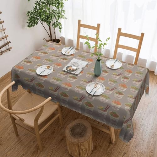 Cykazhst Rechteckige Tischdecke mit Eierbecher-Nudeln, Ramen-Druck, Polyester, abwischbar, wasserdicht, Tischdecke für Küche, Esszimmer, Party, Picknick, Outdoor Cykazhst Rechteckige Tischdecke mit Eierbecher-Nudeln, Ramen-Druck, Polyester, abwischbar, wasserdicht, Tischdecke für Küche, Esszimmer, Party, Picknick, Outdoor von Cykazhst