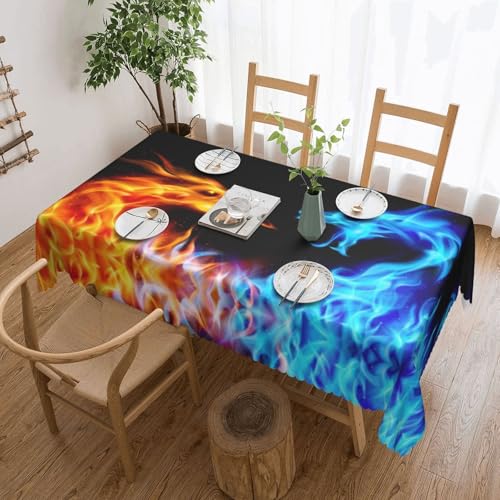 Cykazhst Rechteckige Tischdecke mit Eis- und Feuerdrachen-Druck, Polyester, abwischbar, wasserdicht, Tischdecke für Küche, Esszimmer, Party, Picknick, Outdoor Cykazhst Rechteckige Tischdecke mit Eis- und Feuerdrachen-Druck, Polyester, abwischbar, wasserdicht, Tischdecke für Küche, Esszimmer, Party, Picknick, Outdoor von Cykazhst