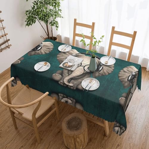 Cykazhst Rechteckige Tischdecke mit Elefanten-Druck, Polyester, abwischbar, wasserdicht, Tischdecke für Küche, Esszimmer, Party, Picknick, Outdoor Cykazhst Rechteckige Tischdecke mit Elefanten-Druck, Polyester, abwischbar, wasserdicht, Tischdecke für Küche, Esszimmer, Party, Picknick, Outdoor von Cykazhst