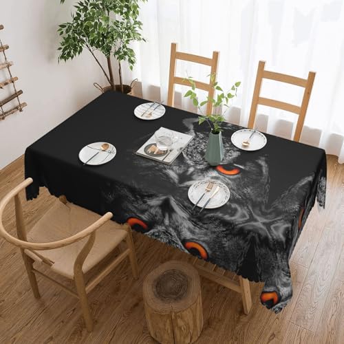 Cykazhst Rechteckige Tischdecke mit Eulenaugen, Polyester, abwischbar, wasserdicht, Tischdecke für Küche, Esszimmer, Party, Picknick, Outdoor Cykazhst Rechteckige Tischdecke mit Eulenaugen, Polyester, abwischbar, wasserdicht, Tischdecke für Küche, Esszimmer, Party, Picknick, Outdoor von Cykazhst