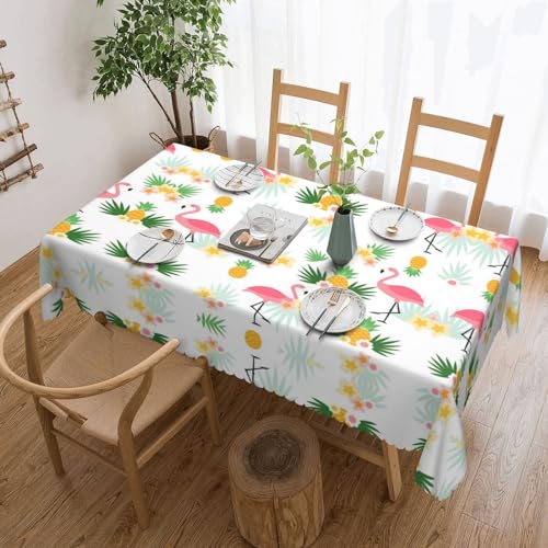 Cykazhst Rechteckige Tischdecke mit Flamingo- und Ananas-Druck, Polyester, abwischbar, wasserdicht, Tischdecke für Küche, Esszimmer, Party, Picknick, Outdoor Cykazhst Rechteckige Tischdecke mit Flamingo- und Ananas-Druck, Polyester, abwischbar, wasserdicht, Tischdecke für Küche, Esszimmer, Party, Picknick, Outdoor von Cykazhst