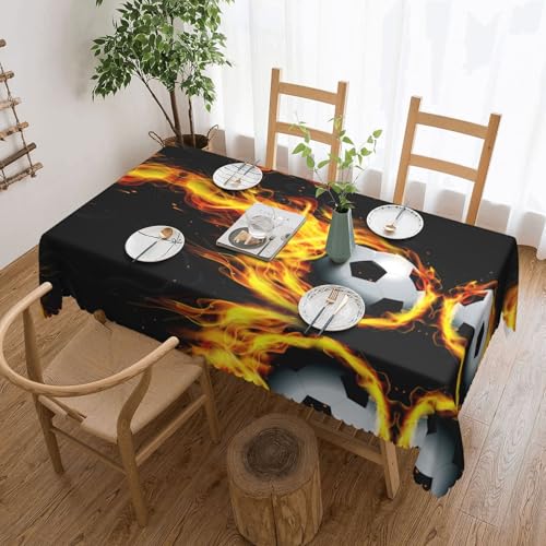 Cykazhst Rechteckige Tischdecke mit Fußball-Flammenmuster, Polyester, abwischbar, wasserdicht, Tischdecke für Küche, Esszimmer, Party, Picknick, Outdoor Cykazhst Rechteckige Tischdecke mit Fußball-Flammenmuster, Polyester, abwischbar, wasserdicht, Tischdecke für Küche, Esszimmer, Party, Picknick, Outdoor von Cykazhst