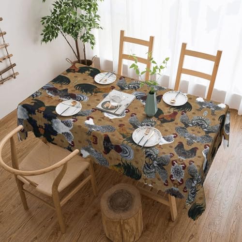Cykazhst Rechteckige Tischdecke mit Hahn-Motiv, Polyester, abwischbar, wasserdicht, Tischdecke für Küche, Esszimmer, Party, Picknick, Outdoor Cykazhst Rechteckige Tischdecke mit Hahn-Motiv, Polyester, abwischbar, wasserdicht, Tischdecke für Küche, Esszimmer, Party, Picknick, Outdoor von Cykazhst