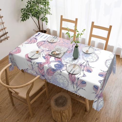 Cykazhst Rechteckige Tischdecke mit Indianer-Traumfänger-Druck, Polyester, abwischbar, wasserdicht, Tischdecke für Küche, Esszimmer, Party, Picknick, Outdoor von Cykazhst