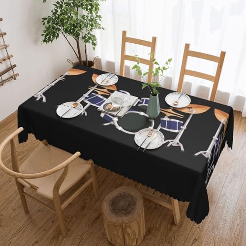 Cykazhst Rechteckige Tischdecke mit Jazz-Trommel-Druck, Polyester, abwischbar, wasserdicht, Tischdecke für Küche, Esszimmer, Party, Picknick, Outdoor Cykazhst Rechteckige Tischdecke mit Jazz-Trommel-Druck, Polyester, abwischbar, wasserdicht, Tischdecke für Küche, Esszimmer, Party, Picknick, Outdoor von Cykazhst