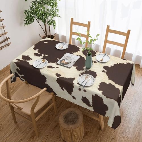 Cykazhst Rechteckige Tischdecke mit Kuhfell-Druck, Polyester, abwischbar, wasserdicht, Tischdecke für Küche, Esszimmer, Party, Picknick, Outdoor Cykazhst Rechteckige Tischdecke mit Kuhfell-Druck, Polyester, abwischbar, wasserdicht, Tischdecke für Küche, Esszimmer, Party, Picknick, Outdoor von Cykazhst
