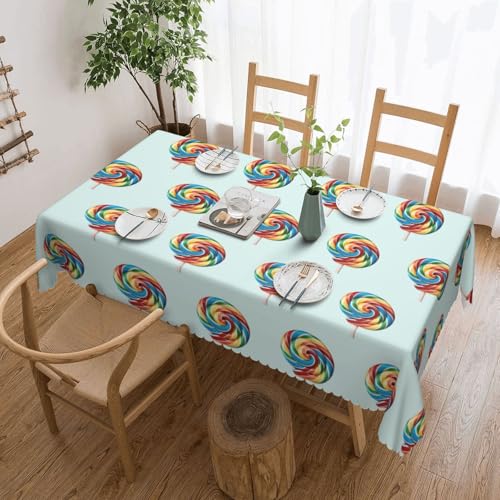 Cykazhst Rechteckige Tischdecke mit Lutscher-Druck, Polyester, abwischbar, wasserdicht, Tischdecke für Küche, Esszimmer, Party, Picknick, Outdoor Cykazhst Rechteckige Tischdecke mit Lutscher-Druck, Polyester, abwischbar, wasserdicht, Tischdecke für Küche, Esszimmer, Party, Picknick, Outdoor von Cykazhst