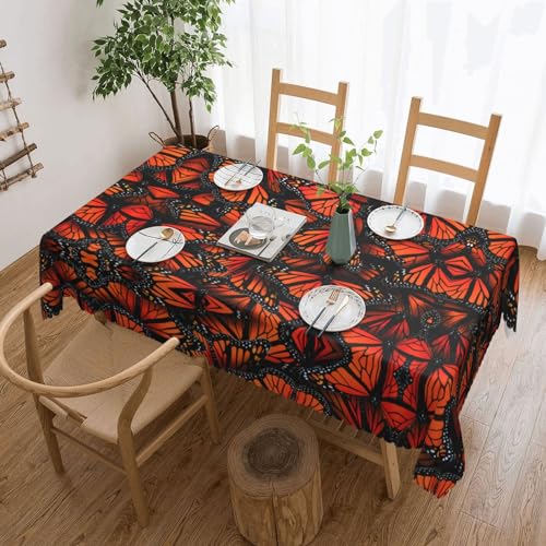 Cykazhst Rechteckige Tischdecke mit Monarch-Schmetterlings-Druck, Polyester, abwischbar, wasserdicht, Tischdecke für Küche, Esszimmer, Party, Picknick, Outdoor Cykazhst Rechteckige Tischdecke mit Monarch-Schmetterlings-Druck, Polyester, abwischbar, wasserdicht, Tischdecke für Küche, Esszimmer, Party, Picknick, Outdoor von Cykazhst