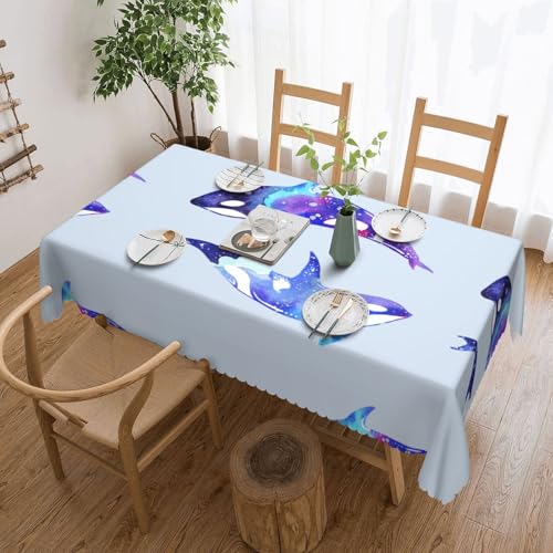 Cykazhst Rechteckige Tischdecke mit Orca-Killer-Wal-Druck, Polyester, abwischbar, wasserdicht, Tischdecke für Küche, Esszimmer, Party, Picknick, Outdoor Cykazhst Rechteckige Tischdecke mit Orca-Killer-Wal-Druck, Polyester, abwischbar, wasserdicht, Tischdecke für Küche, Esszimmer, Party, Picknick, Outdoor von Cykazhst