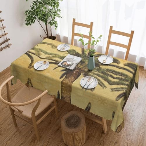 Cykazhst Rechteckige Tischdecke mit Palmenmotiv, Polyester, abwischbar, wasserdicht, Tischdecke für Küche, Esszimmer, Party, Picknick, Outdoor Cykazhst Rechteckige Tischdecke mit Palmenmotiv, Polyester, abwischbar, wasserdicht, Tischdecke für Küche, Esszimmer, Party, Picknick, Outdoor von Cykazhst