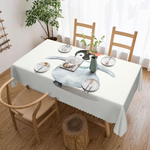 Cykazhst Rechteckige Tischdecke mit Pinguin mit Blumendruck, Polyester, abwischbar, wasserdicht, Tischdecke für Küche, Esszimmer, Party, Picknick, Outdoor Cykazhst Rechteckige Tischdecke mit Pinguin mit Blumendruck, Polyester, abwischbar, wasserdicht, Tischdecke für Küche, Esszimmer, Party, Picknick, Outdoor von Cykazhst