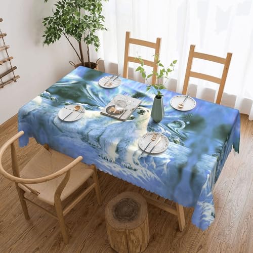 Cykazhst Rechteckige Tischdecke mit Polarbären-Motiv, Polyester, abwischbar, wasserdicht, Tischdecke für Küche, Esszimmer, Party, Picknick, Outdoor Cykazhst Rechteckige Tischdecke mit Polarbären-Motiv, Polyester, abwischbar, wasserdicht, Tischdecke für Küche, Esszimmer, Party, Picknick, Outdoor von Cykazhst