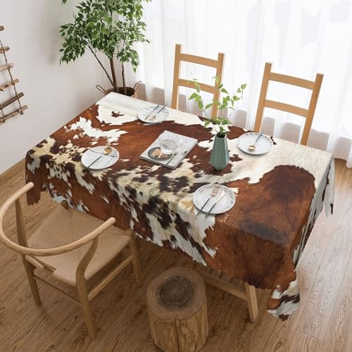 Cykazhst Rechteckige Tischdecke mit Rindslederaufdruck, Polyester, abwischbar, wasserdicht, Tischdecke für Küche, Esszimmer, Party, Picknick, Outdoor Cykazhst Rechteckige Tischdecke mit Rindslederaufdruck, Polyester, abwischbar, wasserdicht, Tischdecke für Küche, Esszimmer, Party, Picknick, Outdoor von Cykazhst