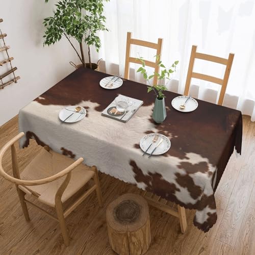 Cykazhst Rechteckige Tischdecke mit Rindslederaufdruck, Polyester, abwischbar, wasserdicht, Tischdecke für Küche, Esszimmer, Party, Picknick, Outdoor Cykazhst Rechteckige Tischdecke mit Rindslederaufdruck, Polyester, abwischbar, wasserdicht, Tischdecke für Küche, Esszimmer, Party, Picknick, Outdoor von Cykazhst
