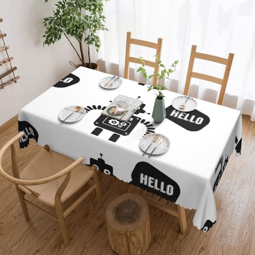 Cykazhst Rechteckige Tischdecke mit Roboterdruck, Polyester, abwischbar, wasserdicht, Tischdecke für Küche, Esszimmer, Party, Picknick, Outdoor Cykazhst Rechteckige Tischdecke mit Roboterdruck, Polyester, abwischbar, wasserdicht, Tischdecke für Küche, Esszimmer, Party, Picknick, Outdoor von Cykazhst