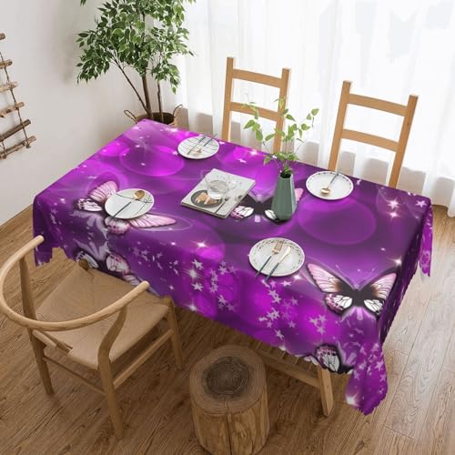 Cykazhst Rechteckige Tischdecke mit Schmetterlingsdruck, Polyester, abwischbar, wasserdicht, Tischdecke für Küche, Esszimmer, Party, Picknick, Outdoor Cykazhst Rechteckige Tischdecke mit Schmetterlingsdruck, Polyester, abwischbar, wasserdicht, Tischdecke für Küche, Esszimmer, Party, Picknick, Outdoor von Cykazhst