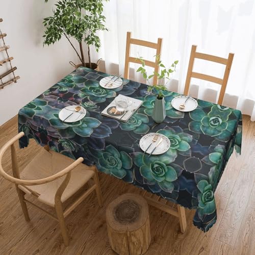 Cykazhst Rechteckige Tischdecke mit Sukkulenten-Druck, Polyester, abwischbar, wasserdicht, Tischdecke für Küche, Esszimmer, Party, Picknick, Outdoor Cykazhst Rechteckige Tischdecke mit Sukkulenten-Druck, Polyester, abwischbar, wasserdicht, Tischdecke für Küche, Esszimmer, Party, Picknick, Outdoor von Cykazhst