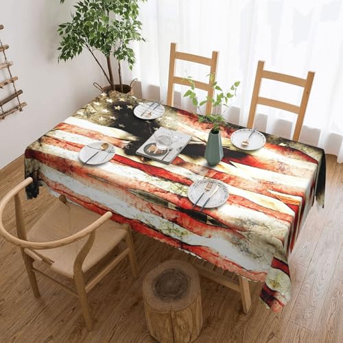 Cykazhst Rechteckige Tischdecke mit Weißkopfseeadler-Flagge, Veteranen-Druck, Polyester, abwischbar, wasserdicht, Tischdecke für Küche, Esszimmer, Party, Picknick, Outdoor Cykazhst Rechteckige Tischdecke mit Weißkopfseeadler-Flagge, Veteranen-Druck, Polyester, abwischbar, wasserdicht, Tischdecke für Küche, Esszimmer, Party, Picknick, Outdoor von Cykazhst