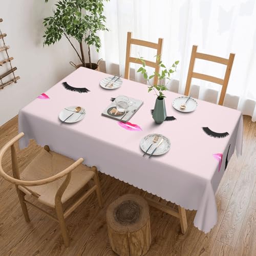 Cykazhst Rechteckige Tischdecke mit Wimpern-Lippen-Druck, Polyester, abwischbar, wasserdicht, Tischdecke für Küche, Esszimmer, Party, Picknick, Outdoor Cykazhst Rechteckige Tischdecke mit Wimpern-Lippen-Druck, Polyester, abwischbar, wasserdicht, Tischdecke für Küche, Esszimmer, Party, Picknick, Outdoor von Cykazhst