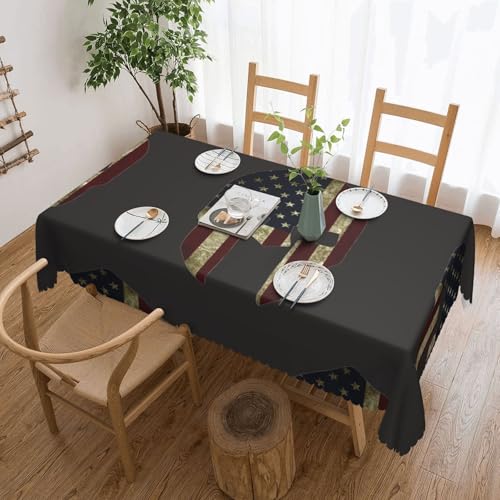 Cykazhst Rechteckige Tischdecke mit amerikanischem Spartaner-Druck, Polyester, abwischbar, wasserdicht, Tischdecke für Küche, Esszimmer, Party, Picknick, Outdoor Cykazhst Rechteckige Tischdecke mit amerikanischem Spartaner-Druck, Polyester, abwischbar, wasserdicht, Tischdecke für Küche, Esszimmer, Party, Picknick, Outdoor von Cykazhst