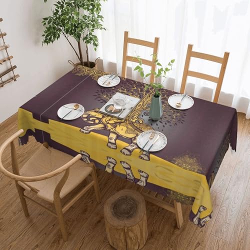 Cykazhst Rechteckige Tischdecke mit asiatischem Elefant mit Baumdruck, Polyester, abwischbar, wasserdicht, Tischdecke für Küche, Esszimmer, Party, Picknick, Outdoor Cykazhst Rechteckige Tischdecke mit asiatischem Elefant mit Baumdruck, Polyester, abwischbar, wasserdicht, Tischdecke für Küche, Esszimmer, Party, Picknick, Outdoor von Cykazhst