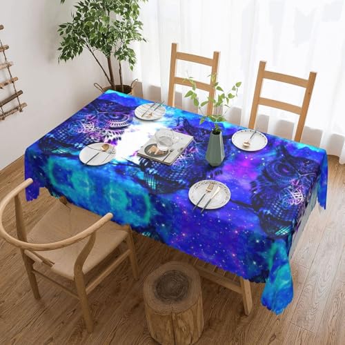 Cykazhst Rechteckige Tischdecke mit blauem Eulen-Druck, Polyester, abwischbar, wasserdicht, Tischdecke für Küche, Esszimmer, Party, Picknick, Outdoor Cykazhst Rechteckige Tischdecke mit blauem Eulen-Druck, Polyester, abwischbar, wasserdicht, Tischdecke für Küche, Esszimmer, Party, Picknick, Outdoor von Cykazhst