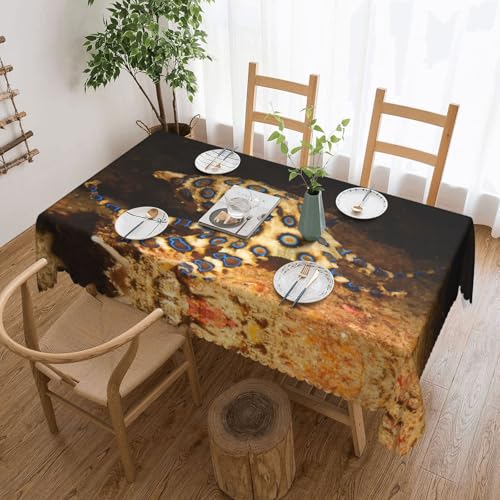 Cykazhst Rechteckige Tischdecke mit blauem Ring-Oktopus-Druck, Polyester, abwischbar, wasserdicht, Tischdecke für Küche, Esszimmer, Party, Picknick, Outdoor Cykazhst Rechteckige Tischdecke mit blauem Ring-Oktopus-Druck, Polyester, abwischbar, wasserdicht, Tischdecke für Küche, Esszimmer, Party, Picknick, Outdoor von Cykazhst