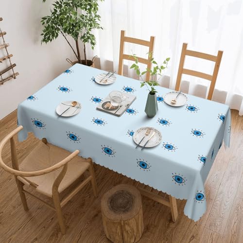 Cykazhst Rechteckige Tischdecke mit bösen Blicken, Polyester, abwischbar, wasserdicht, Tischdecke für Küche, Esszimmer, Party, Picknick, Outdoor Cykazhst Rechteckige Tischdecke mit bösen Blicken, Polyester, abwischbar, wasserdicht, Tischdecke für Küche, Esszimmer, Party, Picknick, Outdoor von Cykazhst