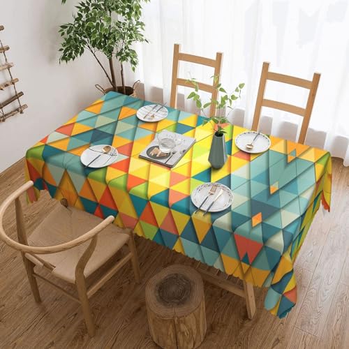 Cykazhst Rechteckige Tischdecke mit buntem Dreiecksdruck, Polyester, abwischbar, wasserdicht, Tischdecke für Küche, Esszimmer, Party, Picknick, Outdoor Cykazhst Rechteckige Tischdecke mit buntem Dreiecksdruck, Polyester, abwischbar, wasserdicht, Tischdecke für Küche, Esszimmer, Party, Picknick, Outdoor von Cykazhst