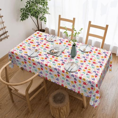 Cykazhst Rechteckige Tischdecke mit buntem Elefanten-Druck, Polyester, abwischbar, wasserdicht, Tischdecke für Küche, Esszimmer, Party, Picknick, Outdoor Cykazhst Rechteckige Tischdecke mit buntem Elefanten-Druck, Polyester, abwischbar, wasserdicht, Tischdecke für Küche, Esszimmer, Party, Picknick, Outdoor von Cykazhst