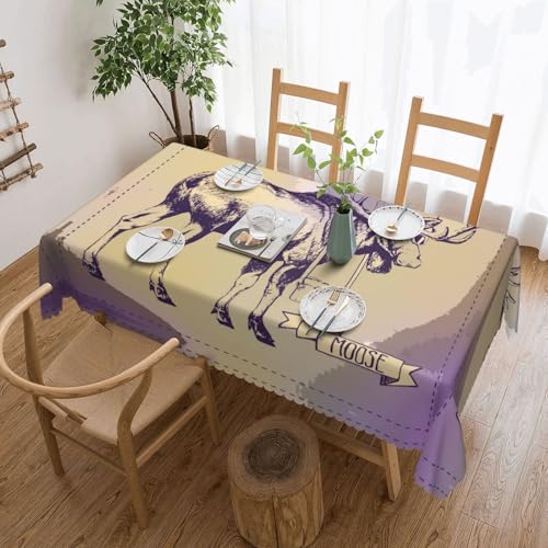 Cykazhst Rechteckige Tischdecke mit coolem Elchaufdruck, Polyester, abwischbar, wasserdicht, Tischdecke für Küche, Esszimmer, Party, Picknick, Outdoor Cykazhst Rechteckige Tischdecke mit coolem Elchaufdruck, Polyester, abwischbar, wasserdicht, Tischdecke für Küche, Esszimmer, Party, Picknick, Outdoor von Cykazhst