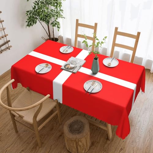 Cykazhst Rechteckige Tischdecke mit dänischem Flaggenaufdruck, Polyester, abwischbar, wasserdicht, Tischdecke für Küche, Esszimmer, Party, Picknick, Outdoor Cykazhst Rechteckige Tischdecke mit dänischem Flaggenaufdruck, Polyester, abwischbar, wasserdicht, Tischdecke für Küche, Esszimmer, Party, Picknick, Outdoor von Cykazhst