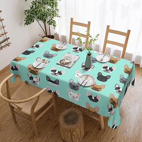 Cykazhst Rechteckige Tischdecke mit französischer Bulldogge, Polyester, abwischbar, wasserdicht, Tischdecke für Küche, Esszimmer, Party, Picknick, Outdoor Cykazhst Rechteckige Tischdecke mit französischer Bulldogge, Polyester, abwischbar, wasserdicht, Tischdecke für Küche, Esszimmer, Party, Picknick, Outdoor von Cykazhst