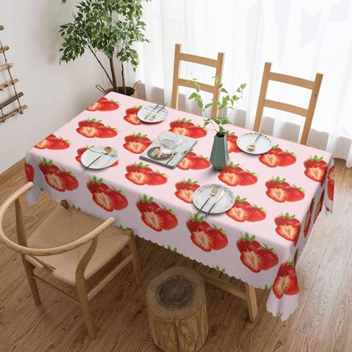 Cykazhst Rechteckige Tischdecke mit frischem Erdbeerdruck, Polyester, abwischbar, wasserdicht, Tischdecke für Küche, Esszimmer, Party, Picknick, Outdoor Cykazhst Rechteckige Tischdecke mit frischem Erdbeerdruck, Polyester, abwischbar, wasserdicht, Tischdecke für Küche, Esszimmer, Party, Picknick, Outdoor von Cykazhst