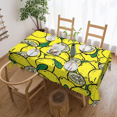 Cykazhst Rechteckige Tischdecke mit gelbem Zitronenmuster, Polyester, abwischbar, wasserdicht, Tischdecke für Küche, Esszimmer, Party, Picknick, Outdoor Cykazhst Rechteckige Tischdecke mit gelbem Zitronenmuster, Polyester, abwischbar, wasserdicht, Tischdecke für Küche, Esszimmer, Party, Picknick, Outdoor von Cykazhst