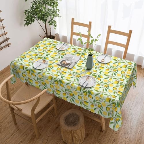 Cykazhst Rechteckige Tischdecke mit gelbem Zitronenmuster, Polyester, abwischbar, wasserdicht, Tischdecke für Küche, Esszimmer, Party, Picknick, Outdoor Cykazhst Rechteckige Tischdecke mit gelbem Zitronenmuster, Polyester, abwischbar, wasserdicht, Tischdecke für Küche, Esszimmer, Party, Picknick, Outdoor von Cykazhst