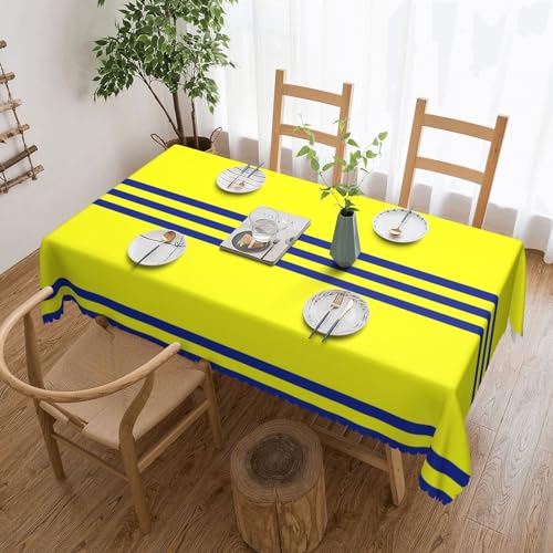 Cykazhst Rechteckige Tischdecke mit gelben und blauen Streifen, Polyester, abwischbar, wasserdicht, Tischdecke für Küche, Esszimmer, Party, Picknick, Outdoor Cykazhst Rechteckige Tischdecke mit gelben und blauen Streifen, Polyester, abwischbar, wasserdicht, Tischdecke für Küche, Esszimmer, Party, Picknick, Outdoor von Cykazhst