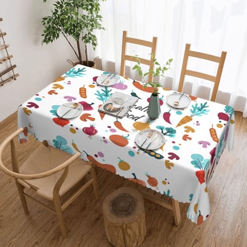 Cykazhst Rechteckige Tischdecke mit gesundem Lebensmitteldruck, Polyester, abwischbar, wasserdicht, Tischdecke für Küche, Esszimmer, Party, Picknick, Outdoor Cykazhst Rechteckige Tischdecke mit gesundem Lebensmitteldruck, Polyester, abwischbar, wasserdicht, Tischdecke für Küche, Esszimmer, Party, Picknick, Outdoor von Cykazhst