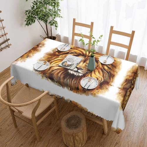 Cykazhst Rechteckige Tischdecke mit großem Löwenkopf-Druck, Polyester, abwischbar, wasserdicht, Tischdecke für Küche, Esszimmer, Party, Picknick, Outdoor Cykazhst Rechteckige Tischdecke mit großem Löwenkopf-Druck, Polyester, abwischbar, wasserdicht, Tischdecke für Küche, Esszimmer, Party, Picknick, Outdoor von Cykazhst