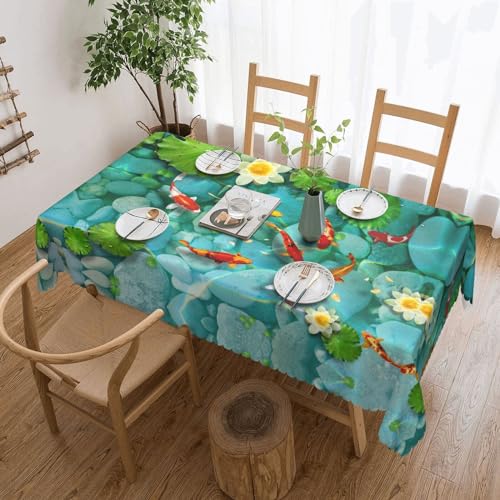Cykazhst Rechteckige Tischdecke mit japanischem Koi-Fischdruck, Polyester, abwischbar, wasserdicht, Tischdecke für Küche, Esszimmer, Party, Picknick, Outdoor Cykazhst Rechteckige Tischdecke mit japanischem Koi-Fischdruck, Polyester, abwischbar, wasserdicht, Tischdecke für Küche, Esszimmer, Party, Picknick, Outdoor von Cykazhst