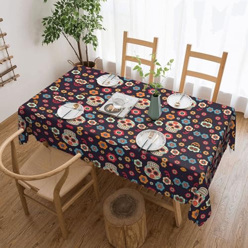 Cykazhst Rechteckige Tischdecke mit mexikanischem Totenkopf-Druck, Polyester, abwischbar, wasserdicht, Tischdecke für Küche, Esszimmer, Party, Picknick, Outdoor Cykazhst Rechteckige Tischdecke mit mexikanischem Totenkopf-Druck, Polyester, abwischbar, wasserdicht, Tischdecke für Küche, Esszimmer, Party, Picknick, Outdoor von Cykazhst
