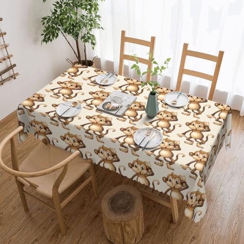 Cykazhst Rechteckige Tischdecke mit niedlichem Affen-Druck, Polyester, abwischbar, wasserdicht, Tischdecke für Küche, Esszimmer, Party, Picknick, Outdoor Cykazhst Rechteckige Tischdecke mit niedlichem Affen-Druck, Polyester, abwischbar, wasserdicht, Tischdecke für Küche, Esszimmer, Party, Picknick, Outdoor von Cykazhst