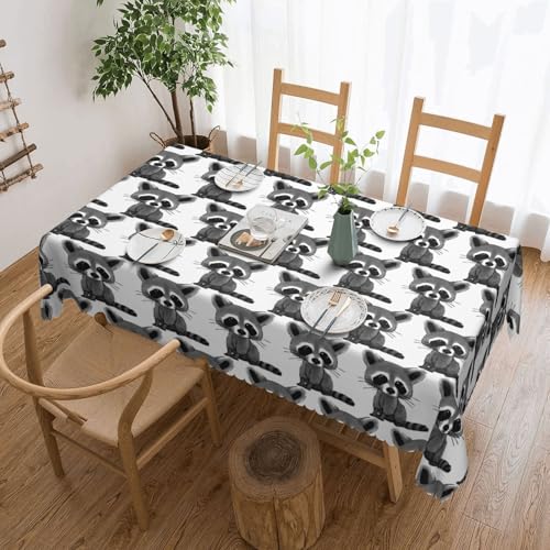 Cykazhst Rechteckige Tischdecke mit niedlichem Waschbär-Druck, Polyester, abwischbar, wasserdicht, Tischdecke für Küche, Esszimmer, Party, Picknick, Outdoor Cykazhst Rechteckige Tischdecke mit niedlichem Waschbär-Druck, Polyester, abwischbar, wasserdicht, Tischdecke für Küche, Esszimmer, Party, Picknick, Outdoor von Cykazhst