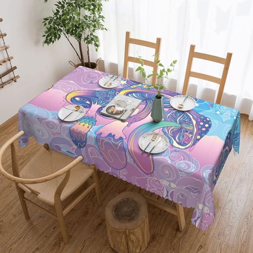 Cykazhst Rechteckige Tischdecke mit rosa Pilzdruck, Polyester, abwischbar, wasserdicht, Tischdecke für Küche, Esszimmer, Party, Picknick, Outdoor Cykazhst Rechteckige Tischdecke mit rosa Pilzdruck, Polyester, abwischbar, wasserdicht, Tischdecke für Küche, Esszimmer, Party, Picknick, Outdoor von Cykazhst